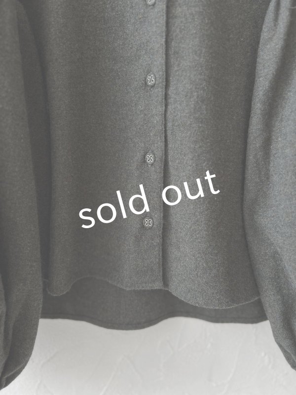 画像3: ubasoku/バイカラー起毛パフ袖ブラウス・チャコール (3)