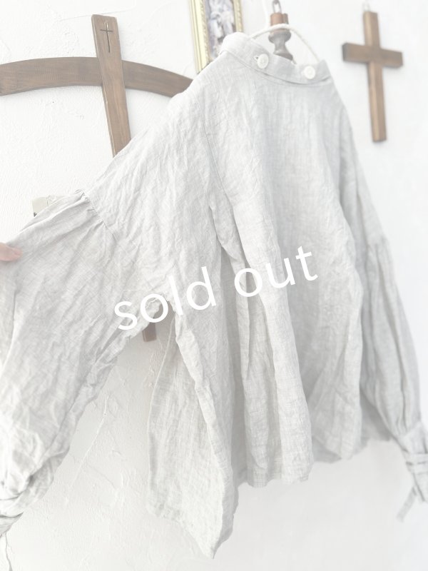 画像8: Reliure／パフスリーブカフスブラウス・light gray (8)