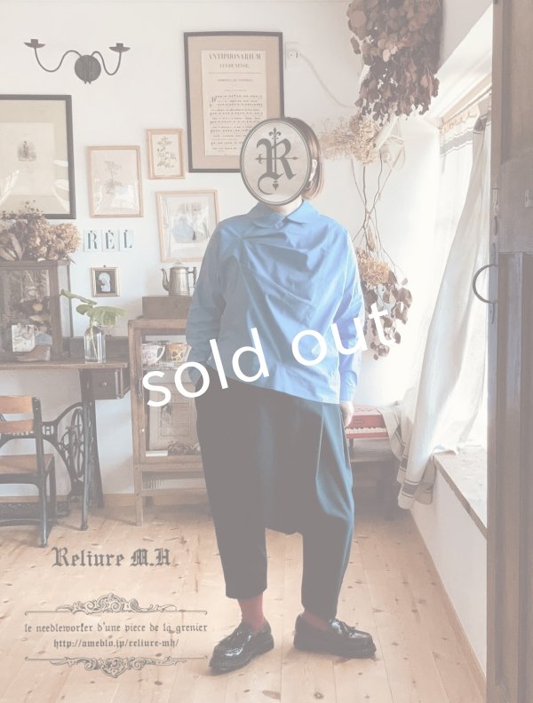 画像2: Reliure／丸襟ブラウス・Blue (2)