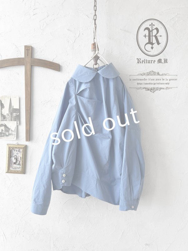 画像6: Reliure／丸襟ブラウス・Blue (6)