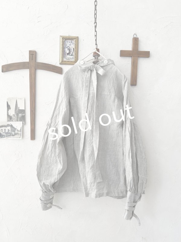 画像9: Reliure／パフスリーブカフスブラウス・light gray (9)