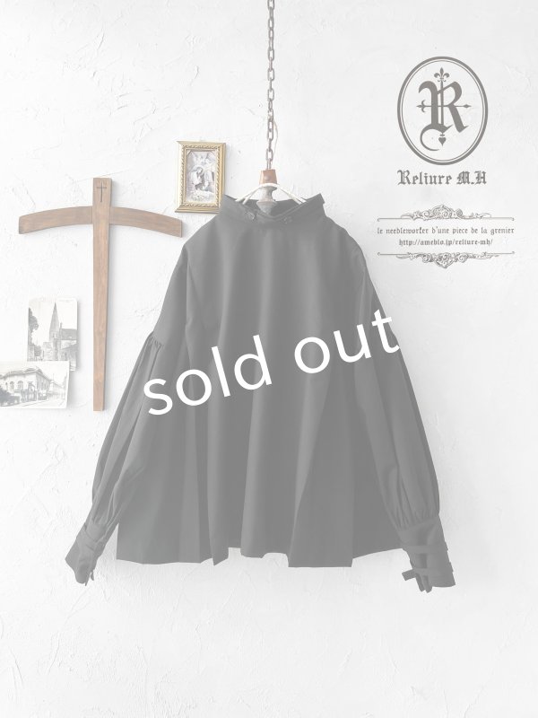 画像4: Reliure／パフスリーブカフスブラウス・formal black (4)