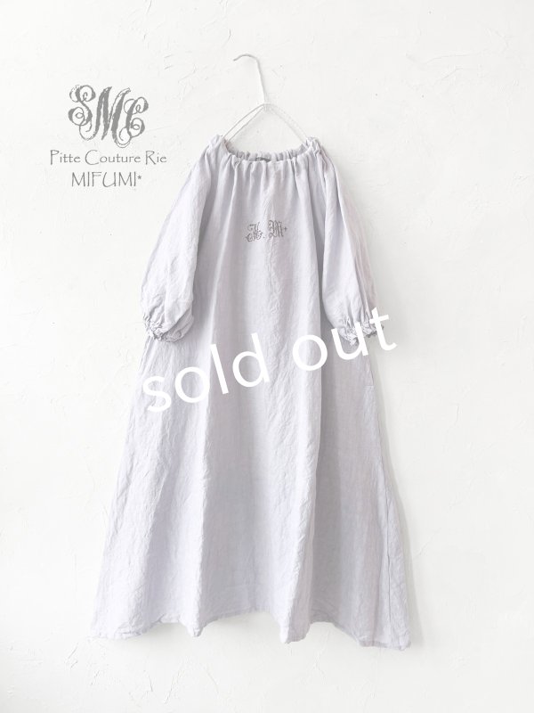 画像1: mifumi／コラボ刺繍yuiワンピース・ふじ色 (1)