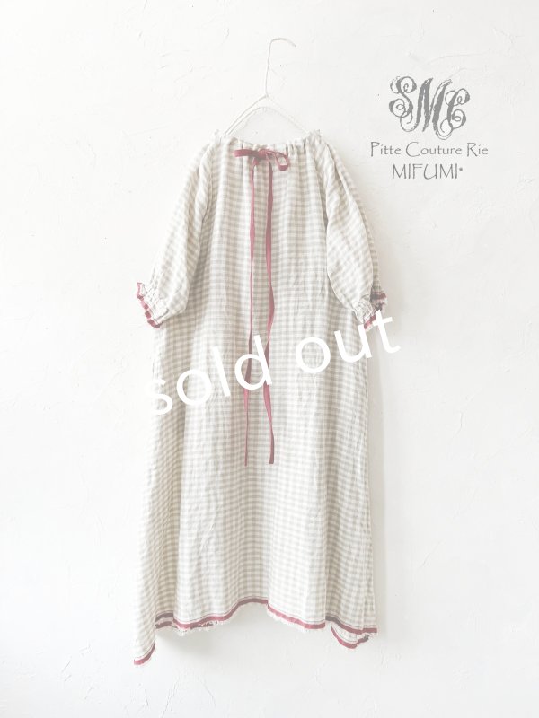 画像5: mifumi／コラボ刺繍yuiワンピース・赤耳チェック (5)