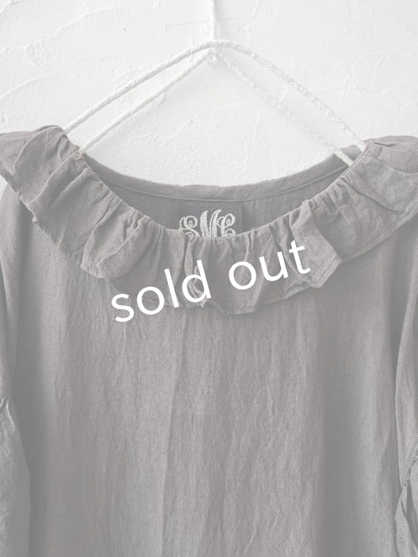 画像2: mifumi／フリル襟ドロップショルダーpuffワンピース・こげ茶 (2)