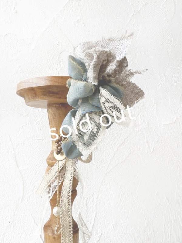 画像3: toromeco／コットンシルクのイヤーフック・antique blue (3)