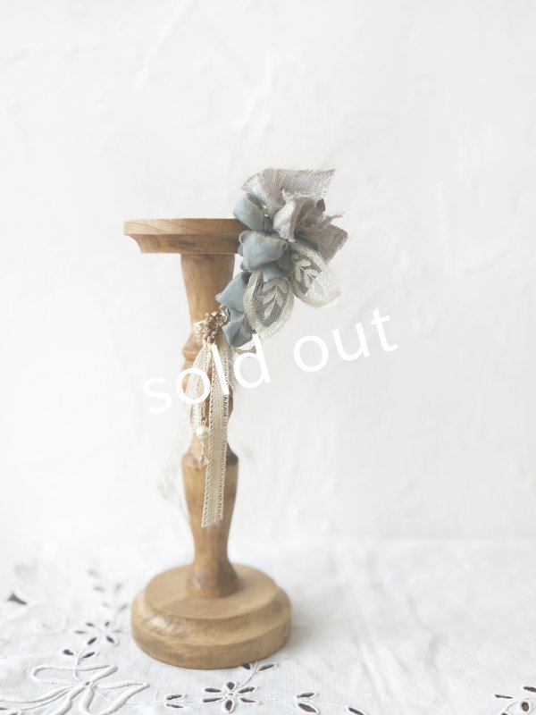 画像2: toromeco／コットンシルクのイヤーフック・antique blue (2)