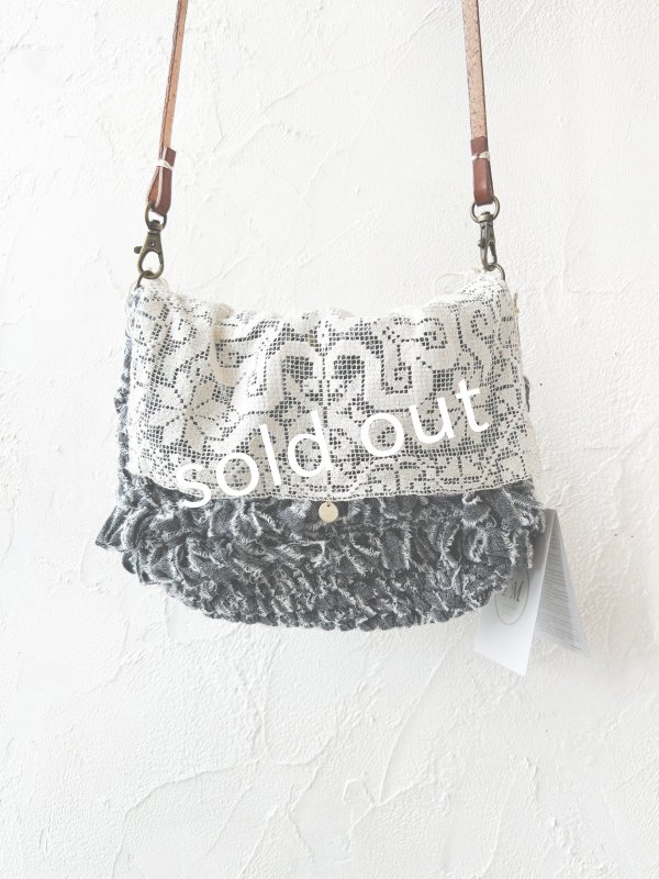 画像2: toromeco／裂き編みアンティークレースカバーポシェット・ gray (2)