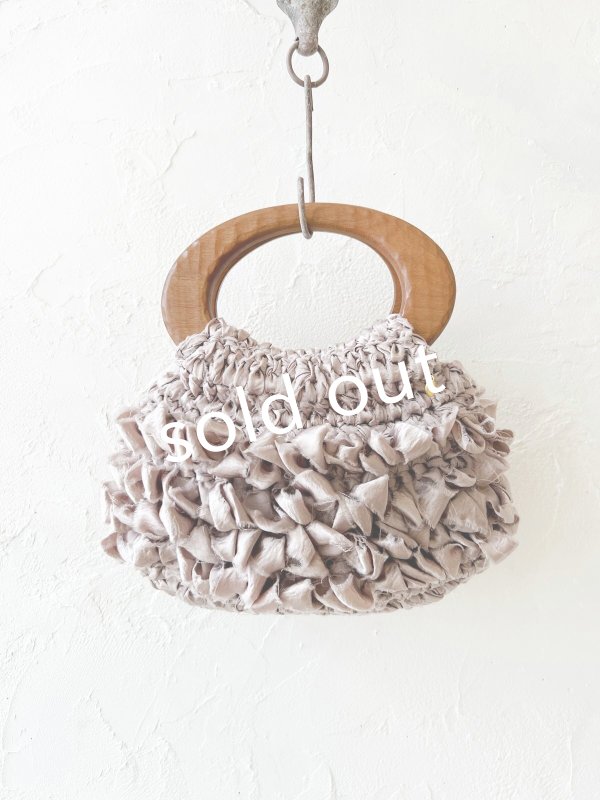 画像2: toromeco／裂き編みウッドハンドルバッグ・antique pink (2)