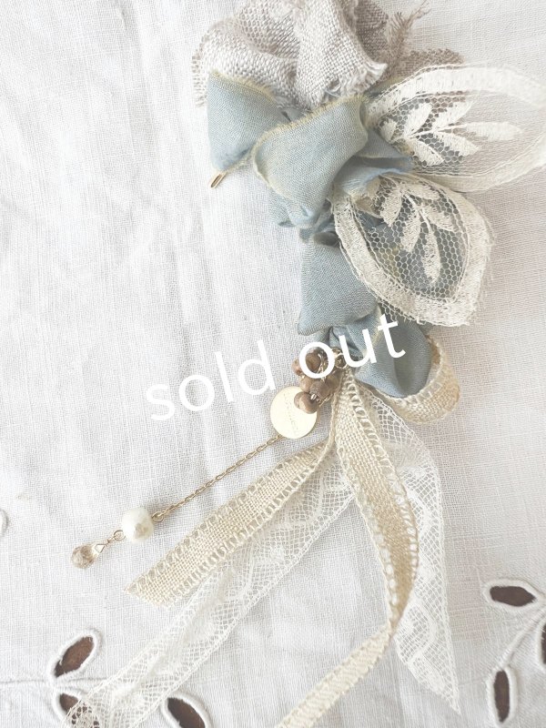 画像5: toromeco／コットンシルクのイヤーフック・antique blue (5)