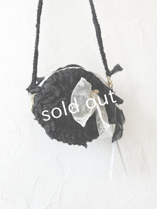 画像2: toromeco／裂き編みマカロンポシェット・black (2)