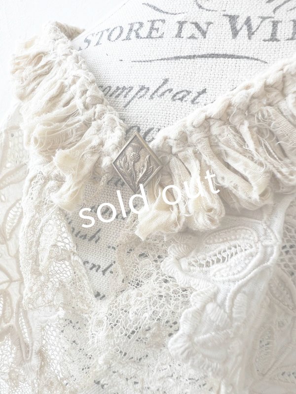 画像5: toromeco／裂き編みとアンティークレースの付け襟 (5)