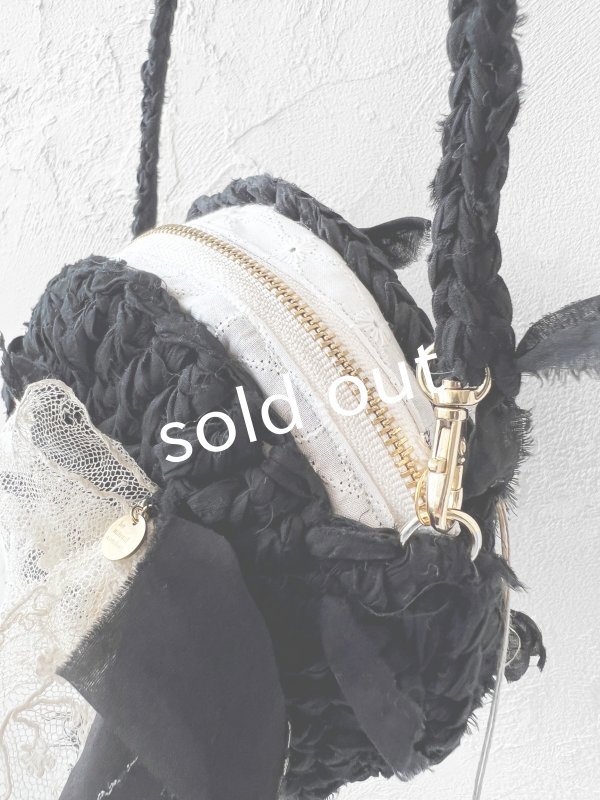 画像7: toromeco／裂き編みマカロンポシェット・black (7)