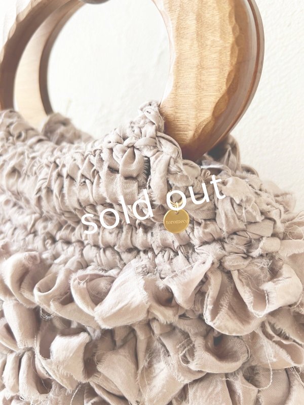 画像4: toromeco／裂き編みウッドハンドルバッグ・antique pink (4)