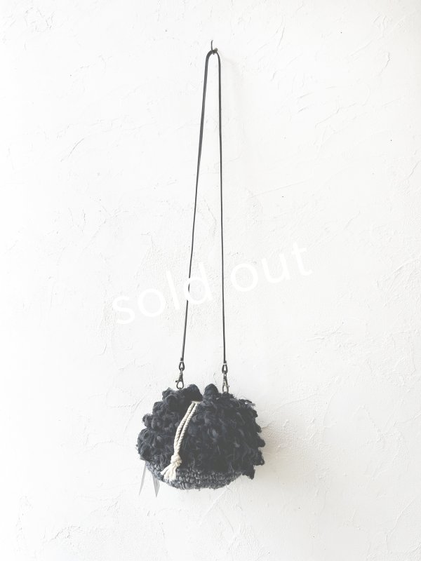 画像9: toromeco／裂き編みフリンジ巾着ポシェット・black mix (9)