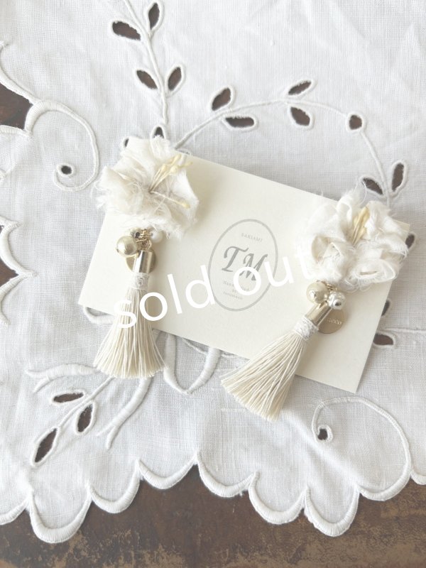 画像3: toromeco／裂き編みのピアス・flower tassel (3)