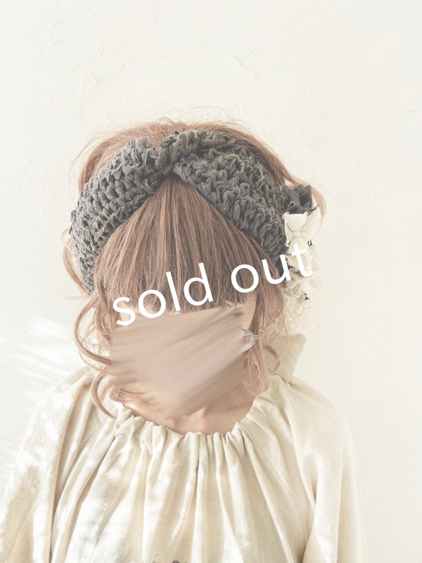 画像7: toromeco／裂き編みヘアバンド・charcoal (7)