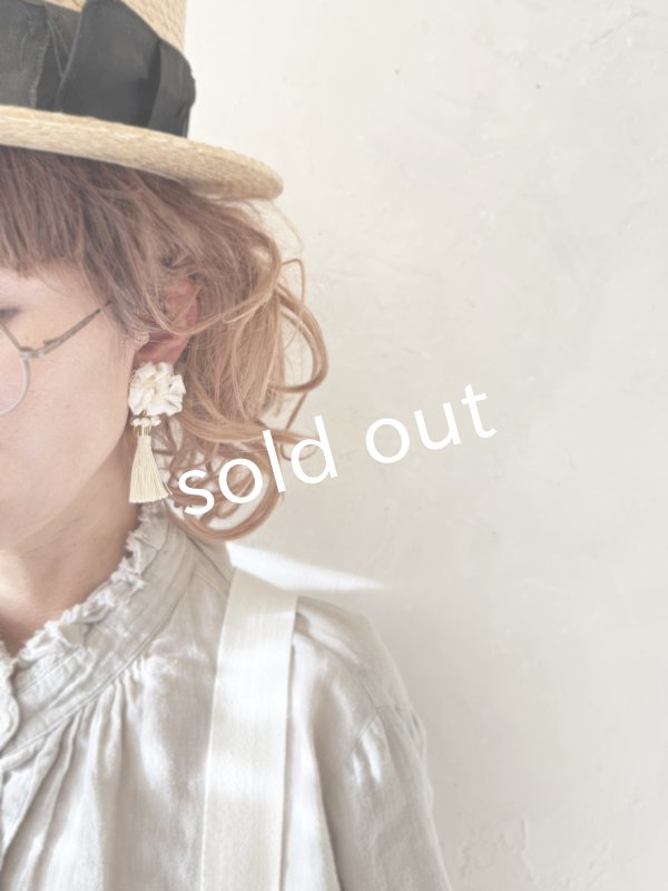 画像5: toromeco／裂き編みのピアス・flower tassel (5)