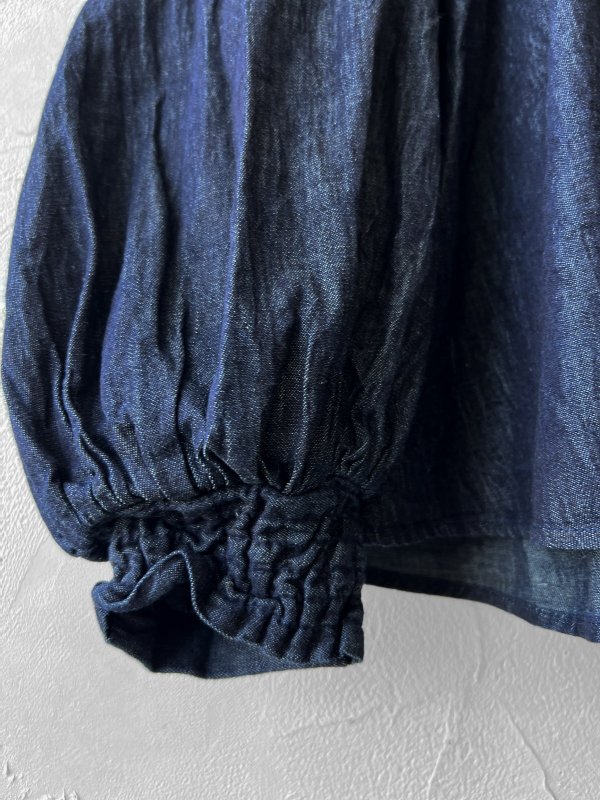 画像3: ubasoku/0108 比翼ギャザーブラウス・インディゴ (3)