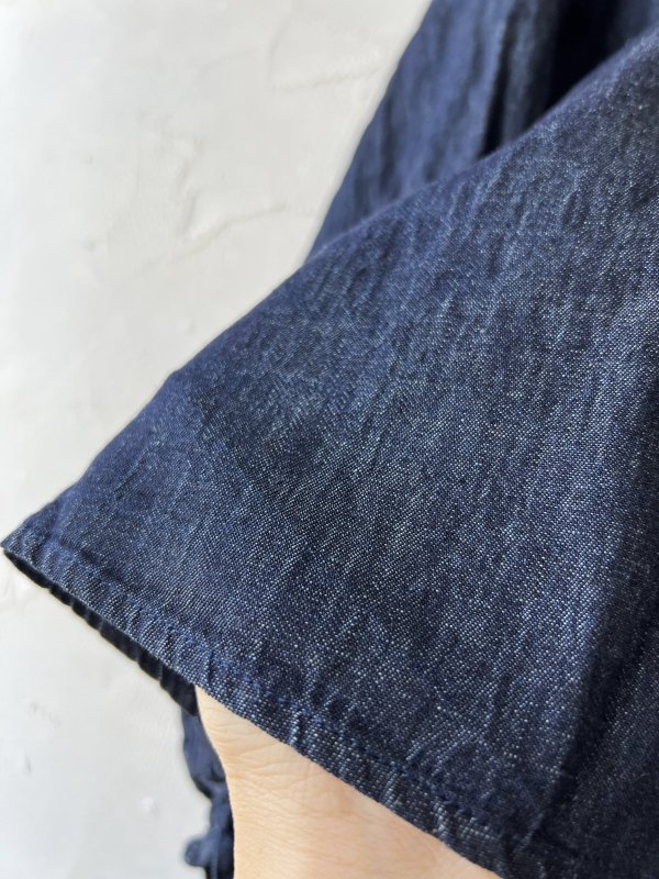 画像5: ubasoku/0108 比翼ギャザーブラウス・インディゴ (5)