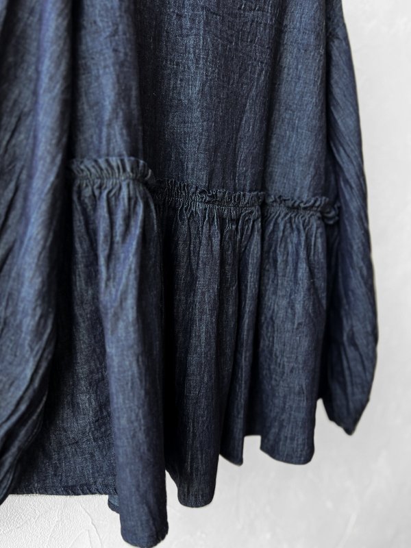 画像8: ubasoku/0108 比翼ギャザーブラウス・インディゴ (8)