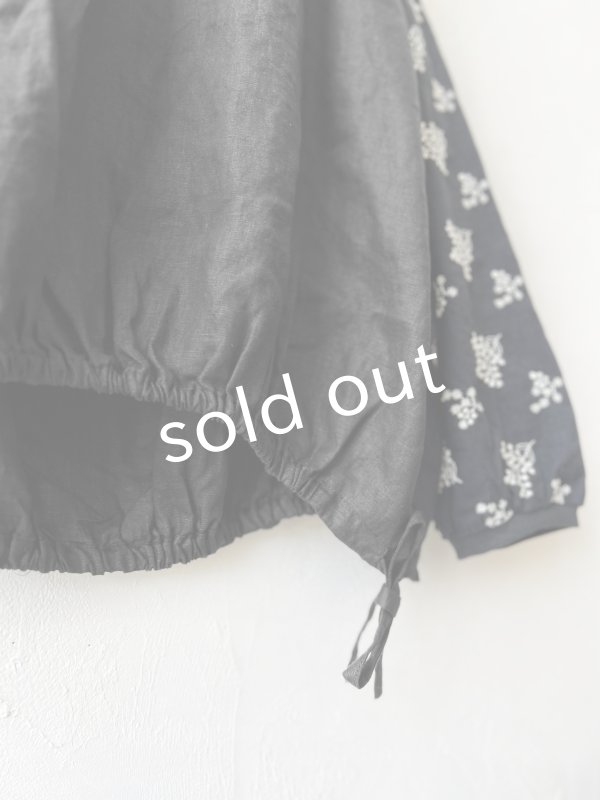 画像5: ubasoku/0200 刺繍の裾りぼんプルオーバー・黒 (5)