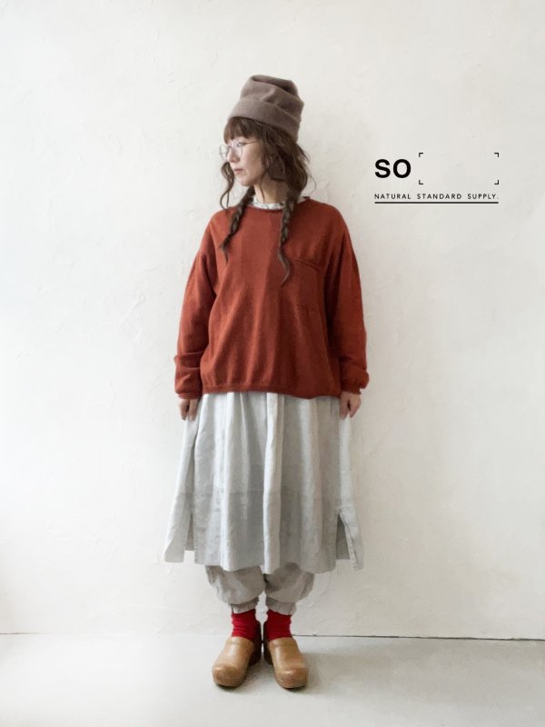 画像7: SO／胸ポケットニットプルオーバー・ダークオレンジ (7)