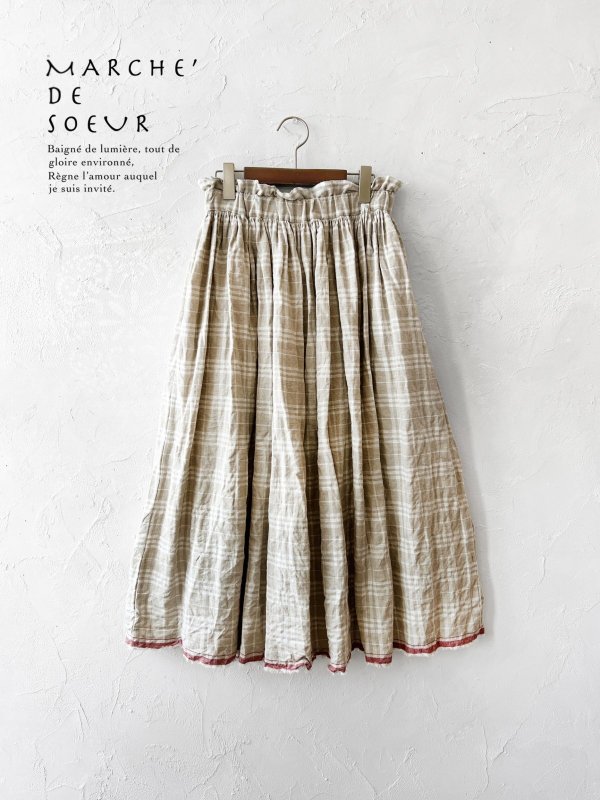 画像1: MARCHE' DE SOEUR/ギャザースカート・赤耳チェック (1)