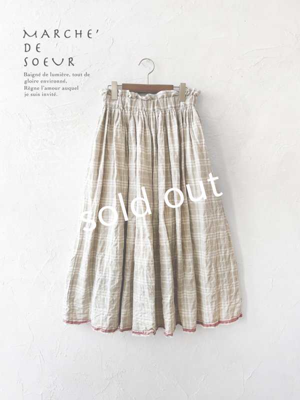 画像1: 【再入荷】MARCHE' DE SOEUR／ギャザースカート・赤耳チェック (1)