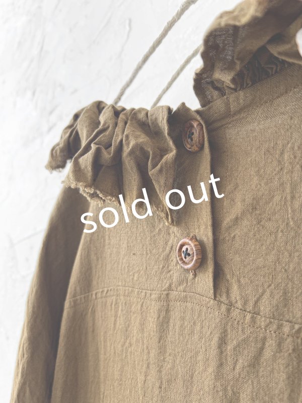 画像9: MARCHE' DE SOEUR/ラッフルウエストリボンワンピース・マスタードブラウン (9)