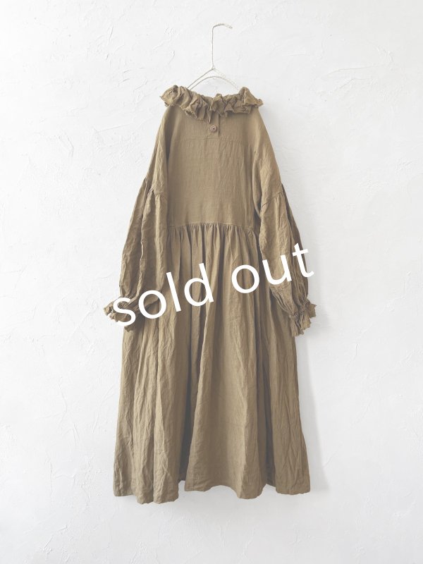 画像7: MARCHE' DE SOEUR/ラッフルウエストリボンワンピース・マスタードブラウン (7)