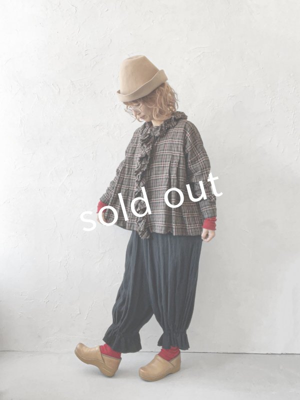 画像15: MARCHE' DE SOEUR/フローフリルブラウス・レッドブラウンチェック (15)