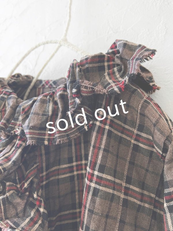画像3: MARCHE' DE SOEUR/フローフリルブラウス・レッドブラウンチェック (3)
