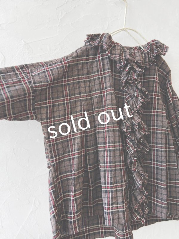 画像7: MARCHE' DE SOEUR/フローフリルブラウス・レッドブラウンチェック (7)