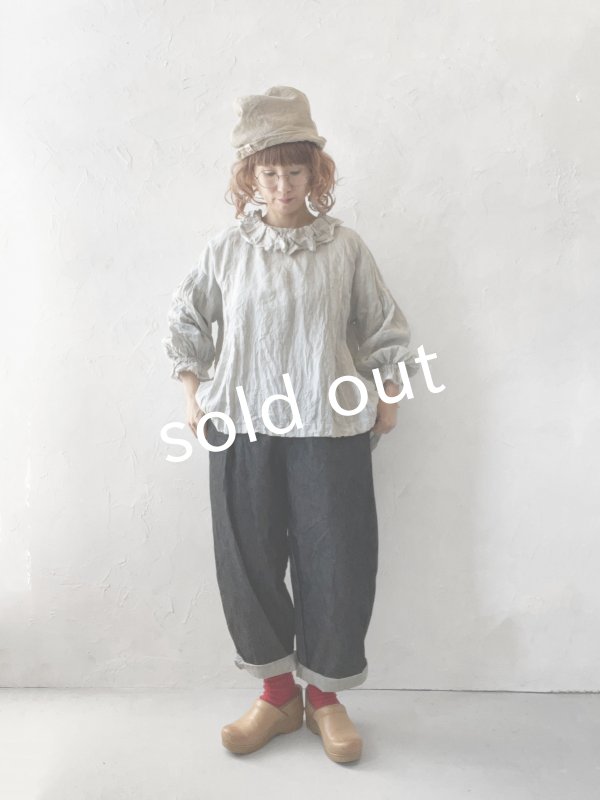 画像11: MARCHE' DE SOEUR/ラッフル襟のパフ袖プルオーバー・ホワイトグレー (11)