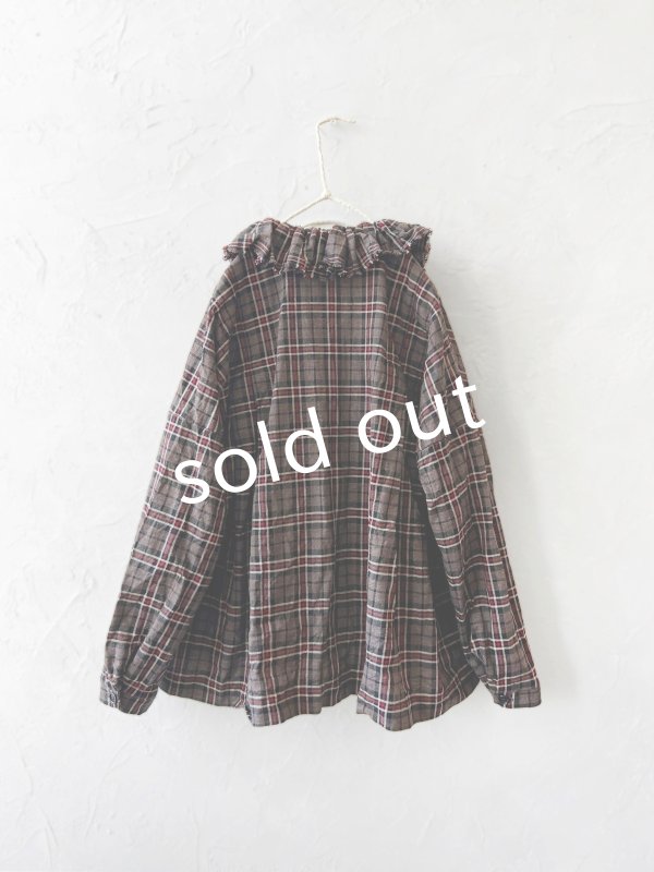 画像8: MARCHE' DE SOEUR/フローフリルブラウス・レッドブラウンチェック (8)