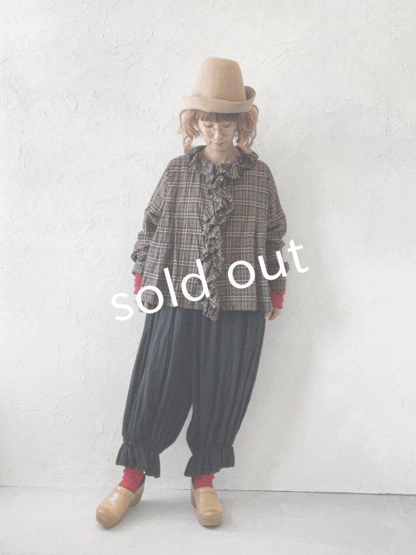 画像13: MARCHE' DE SOEUR/フローフリルブラウス・レッドブラウンチェック (13)