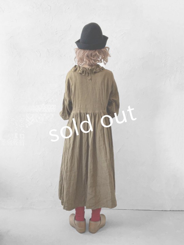 画像13: MARCHE' DE SOEUR/ラッフルウエストリボンワンピース・マスタードブラウン (13)