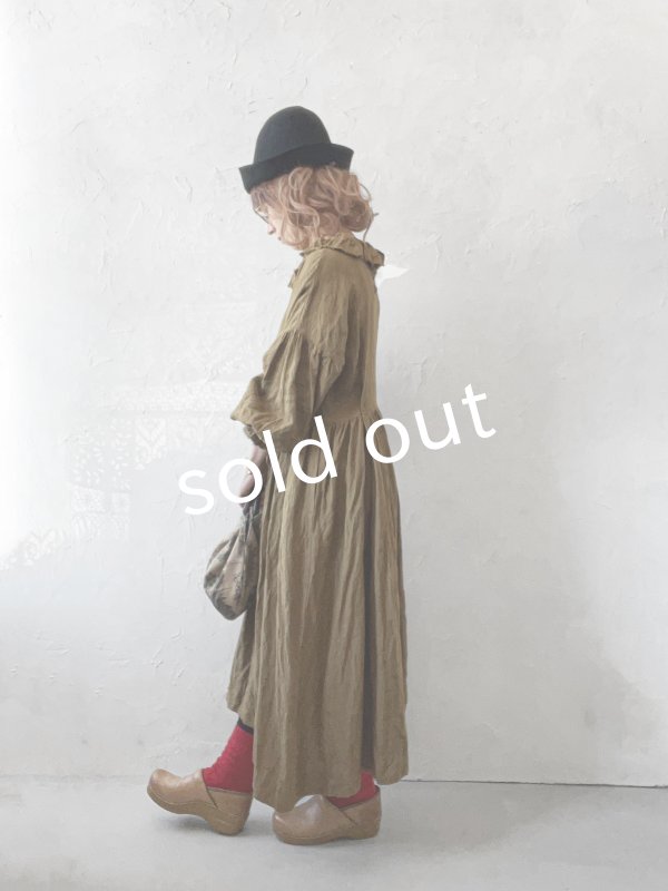 画像12: MARCHE' DE SOEUR/ラッフルウエストリボンワンピース・マスタードブラウン (12)