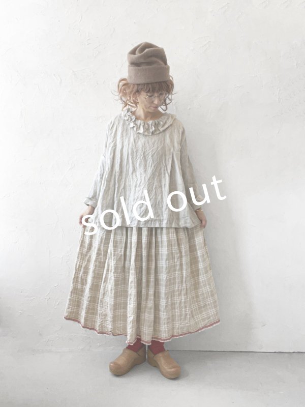 画像7: 【再入荷】MARCHE' DE SOEUR／ギャザースカート・赤耳チェック (7)