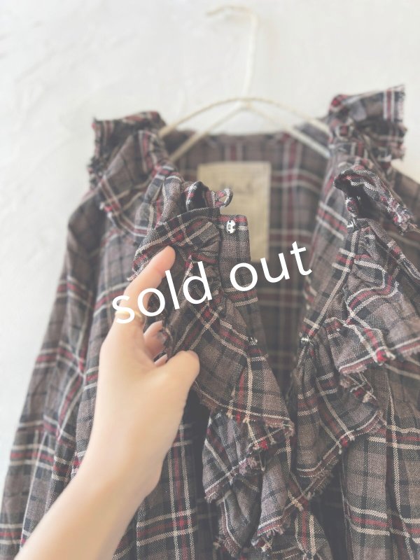 画像12: MARCHE' DE SOEUR/フローフリルブラウス・レッドブラウンチェック (12)