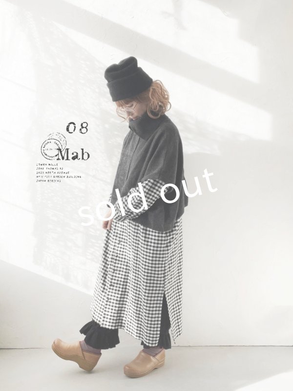 画像1: 08mab/もちもちニットポンチョ・チャコール (1)