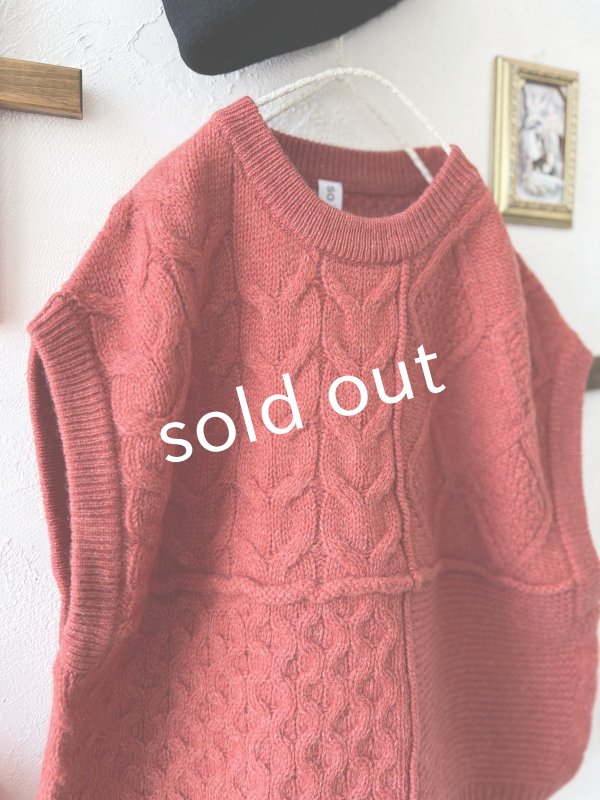 画像6: SO／アラン柄ワイドベスト・ブラッドレッド (6)