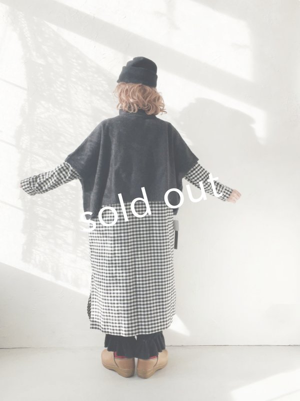 画像6: 08mab/もちもちニットポンチョ・チャコール (6)