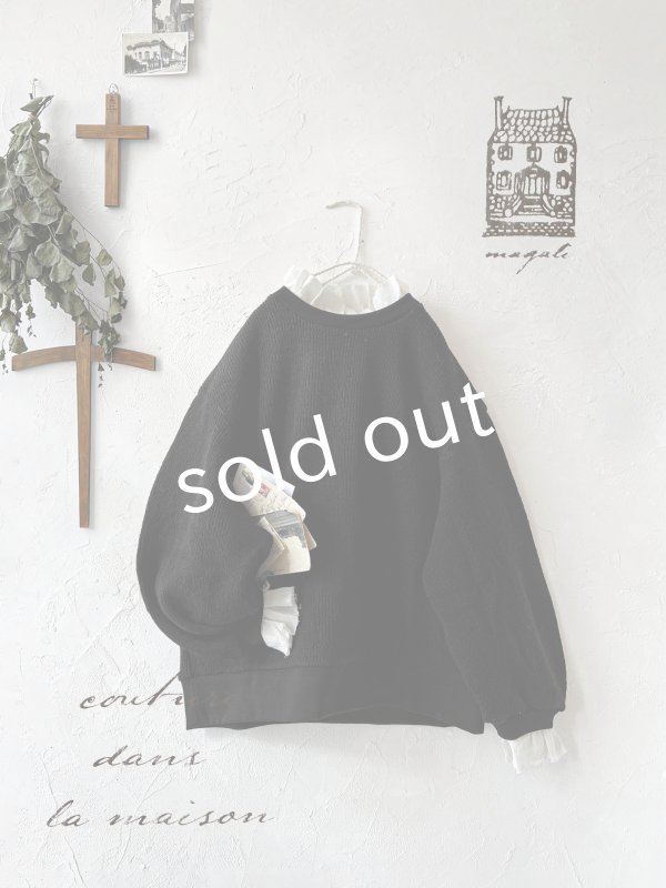 画像1: MAGALI /クォーターニットフリルプルオーバー・ブラック (1)