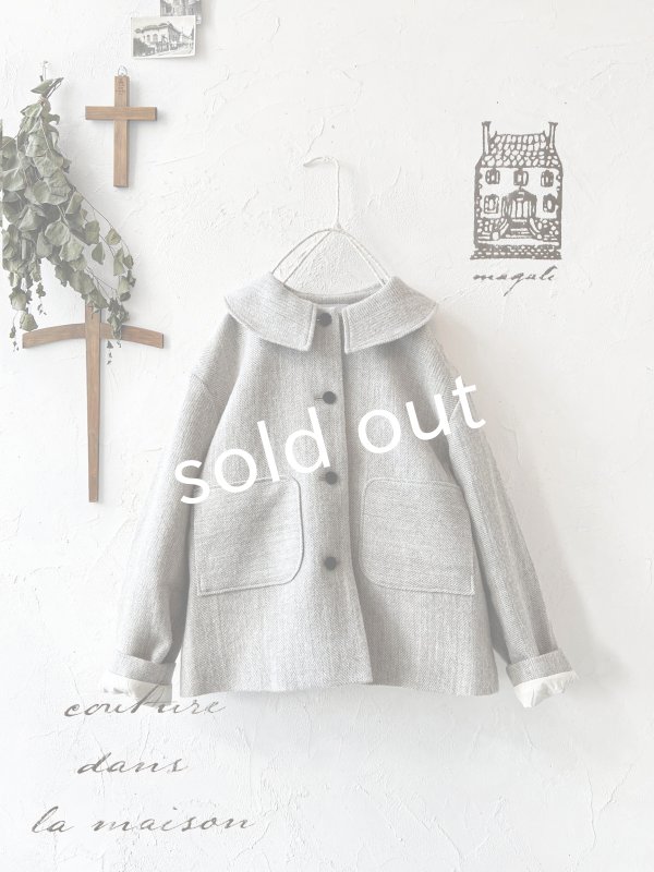 画像1: MAGALI /シェットランドウールリネンコート・ライトベージュ (1)