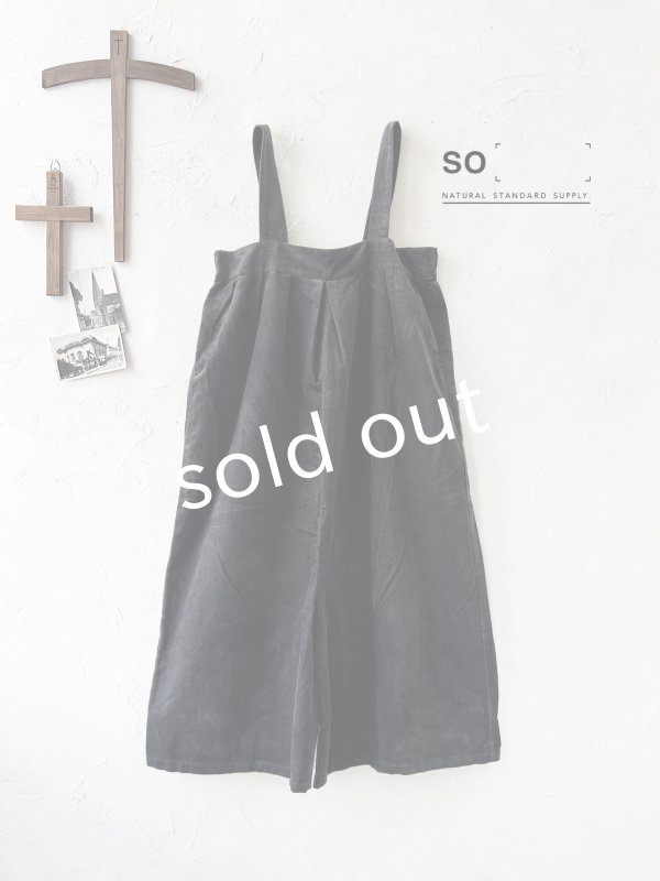 画像2: SO／綾コーデュロイサロペット・チャコール (2)