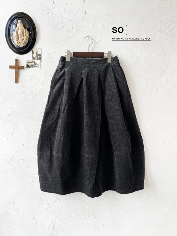 画像1: SO／綾コーデュロイコクーンスカート・チャコール (1)