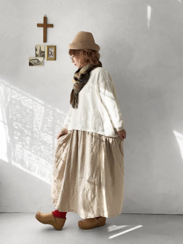 画像9: seasew.／704 起毛ランダムギャザースカート・ベージュ (9)