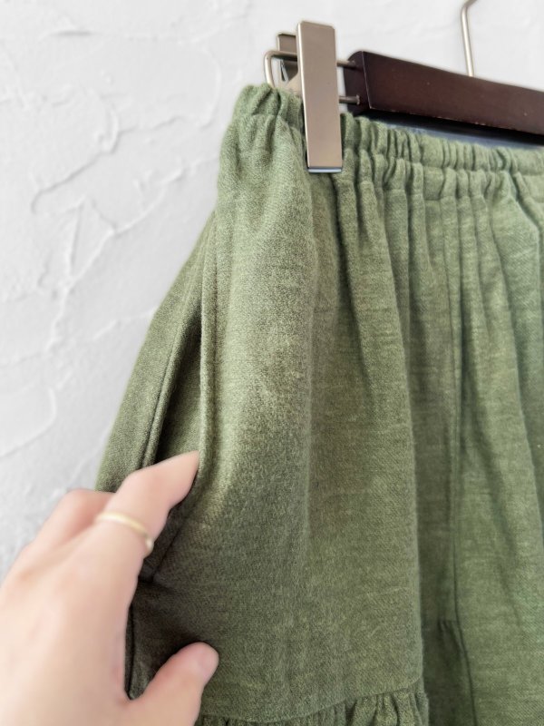画像5: seasew.／704 起毛ランダムギャザースカート・カーキ (5)